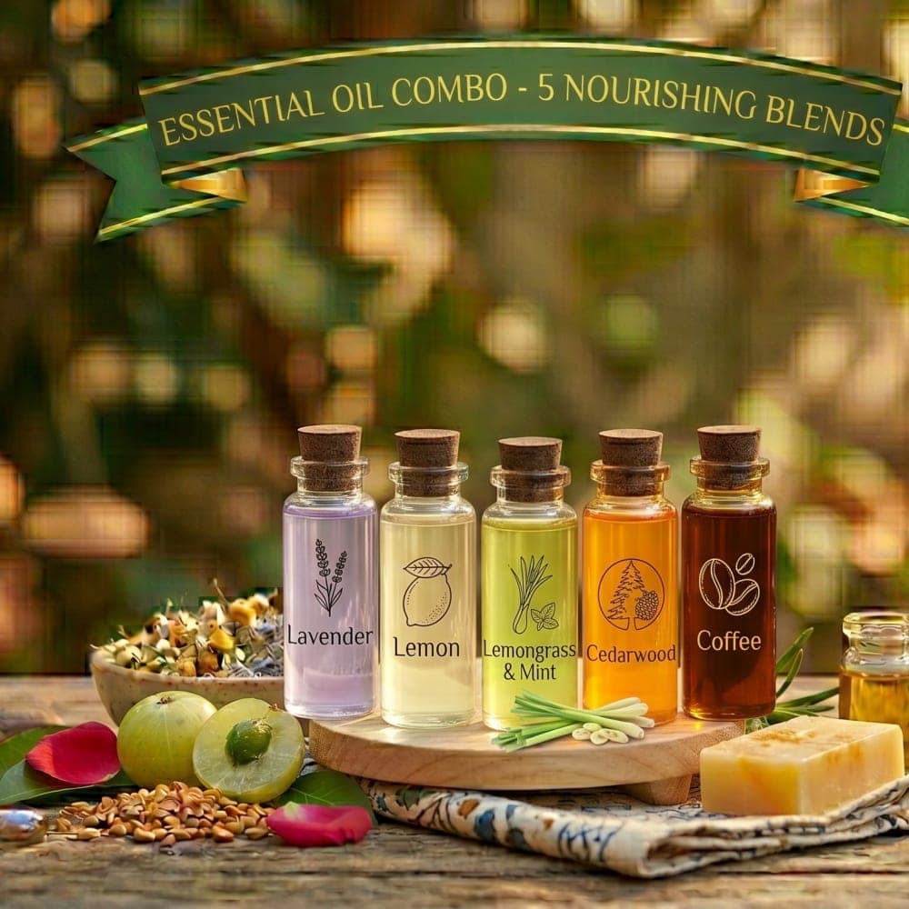 Essential Oil Combo (Lavender, Lemon, Lemongrass, Cedarwood, Coffee)